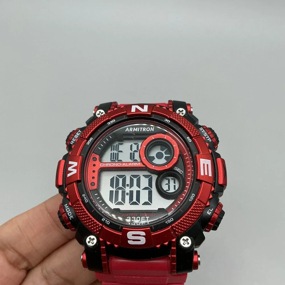 Armitron Pro Sport 40/8284 Mens Watch 53mm Camo Digital Red Resin Alarm 100m